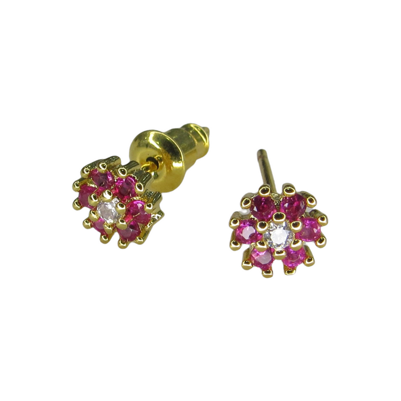 Aretes de flor rosa